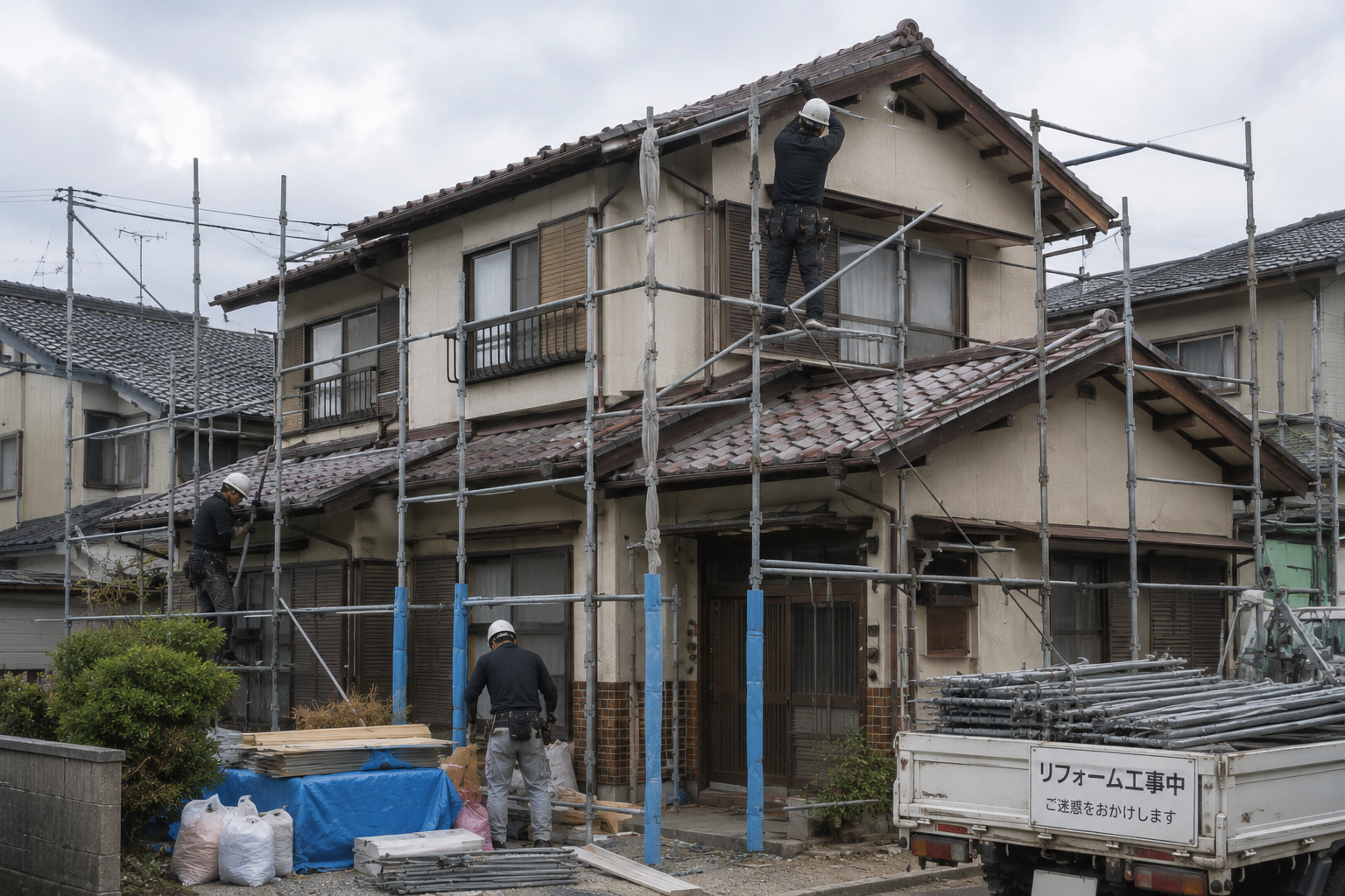 リフォーム工事中の戸建て住宅